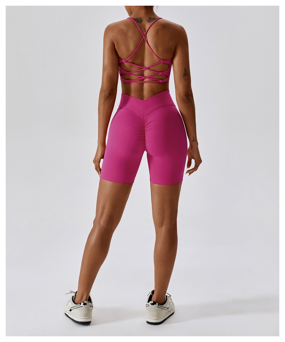 European And American Summer Shockproof Naked Yoga Bra Outer Wear Running Fitness Sports Underwear Beauty Back Yoga Vest 8233