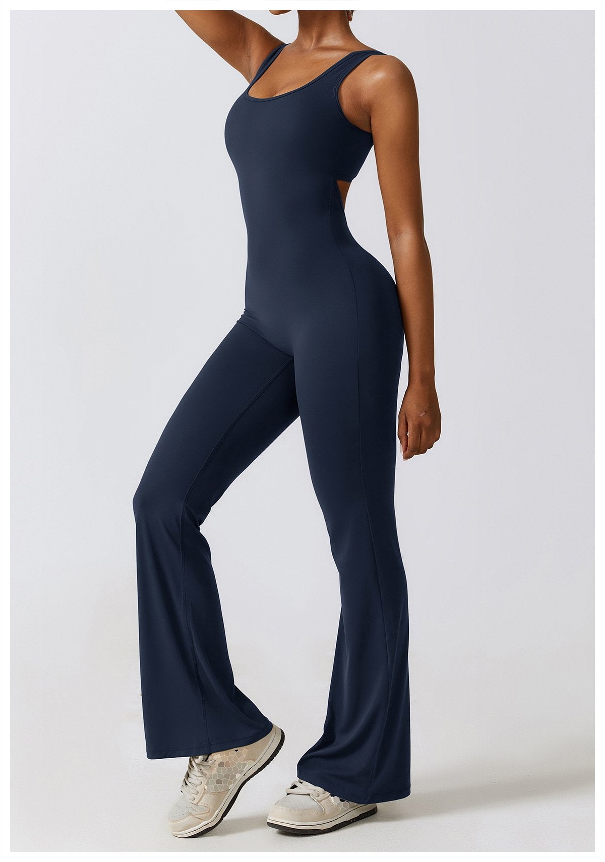 The United States Hollow-out Back Jumpsuit Peach Hip-lifting Sports Fitness Suit Micro-hora Jumpsuit Yoga Suit
