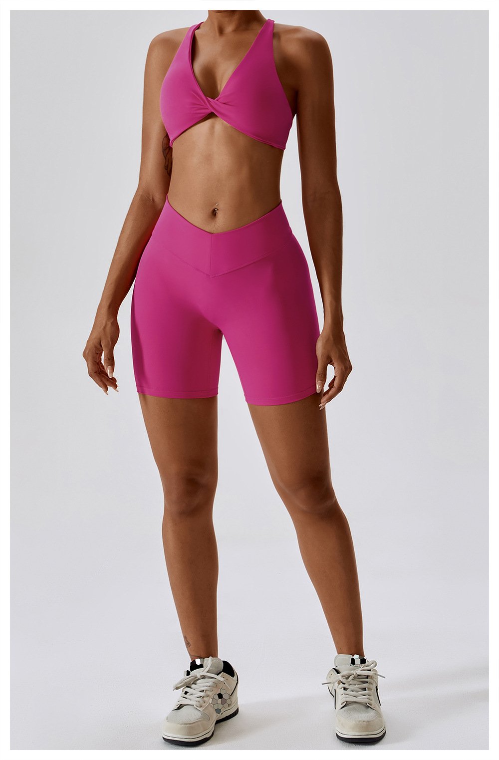 European And American Naked Tight Yoga Shorts Women's High Waist Hip-lifting Fitness Pants Running Tight Sports Shorts 8233