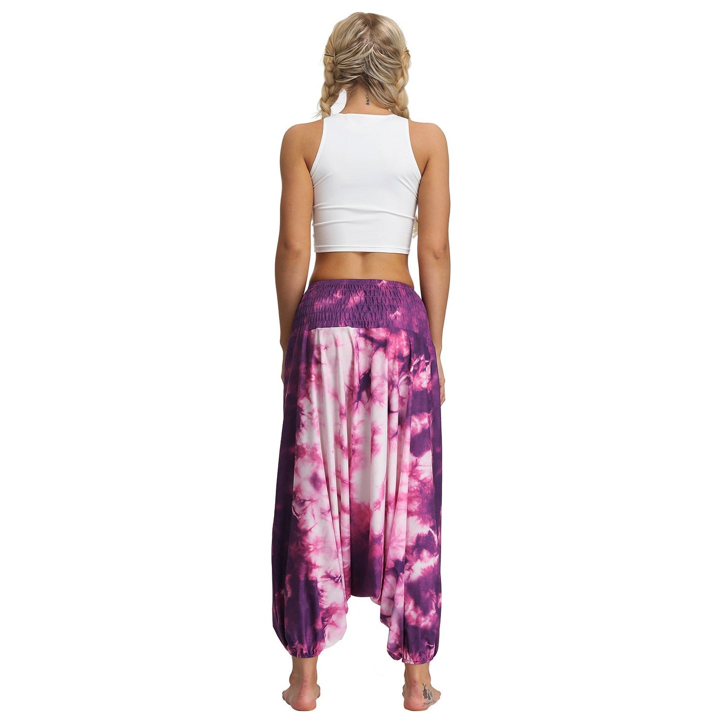 Amazon Explosions Tie-Dye Digital Printing Women's Sports Yoga Pants Large Size Loose Crotch Lantern Dance Pants