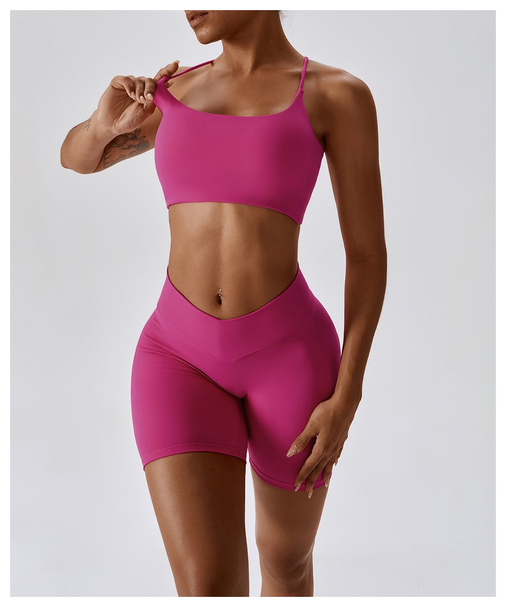 European And American Summer Shockproof Naked Yoga Bra Outer Wear Running Fitness Sports Underwear Beauty Back Yoga Vest 8233