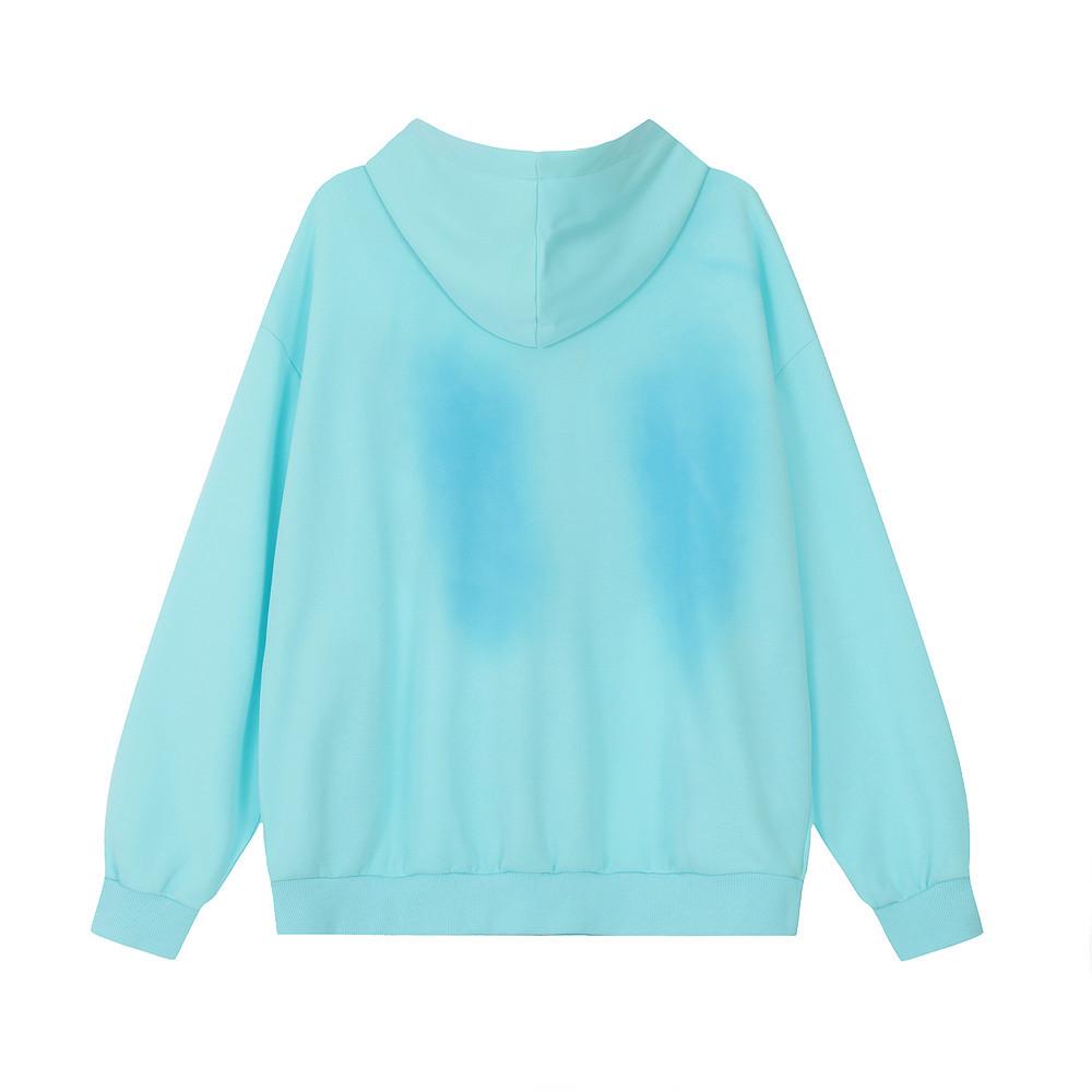 Street-blowing Trendy Butterfly Hot Drilling Patch Embroidered Loose Sweatshirt Men's And Women's Design Sense Casual Zipper Hooded Jacket