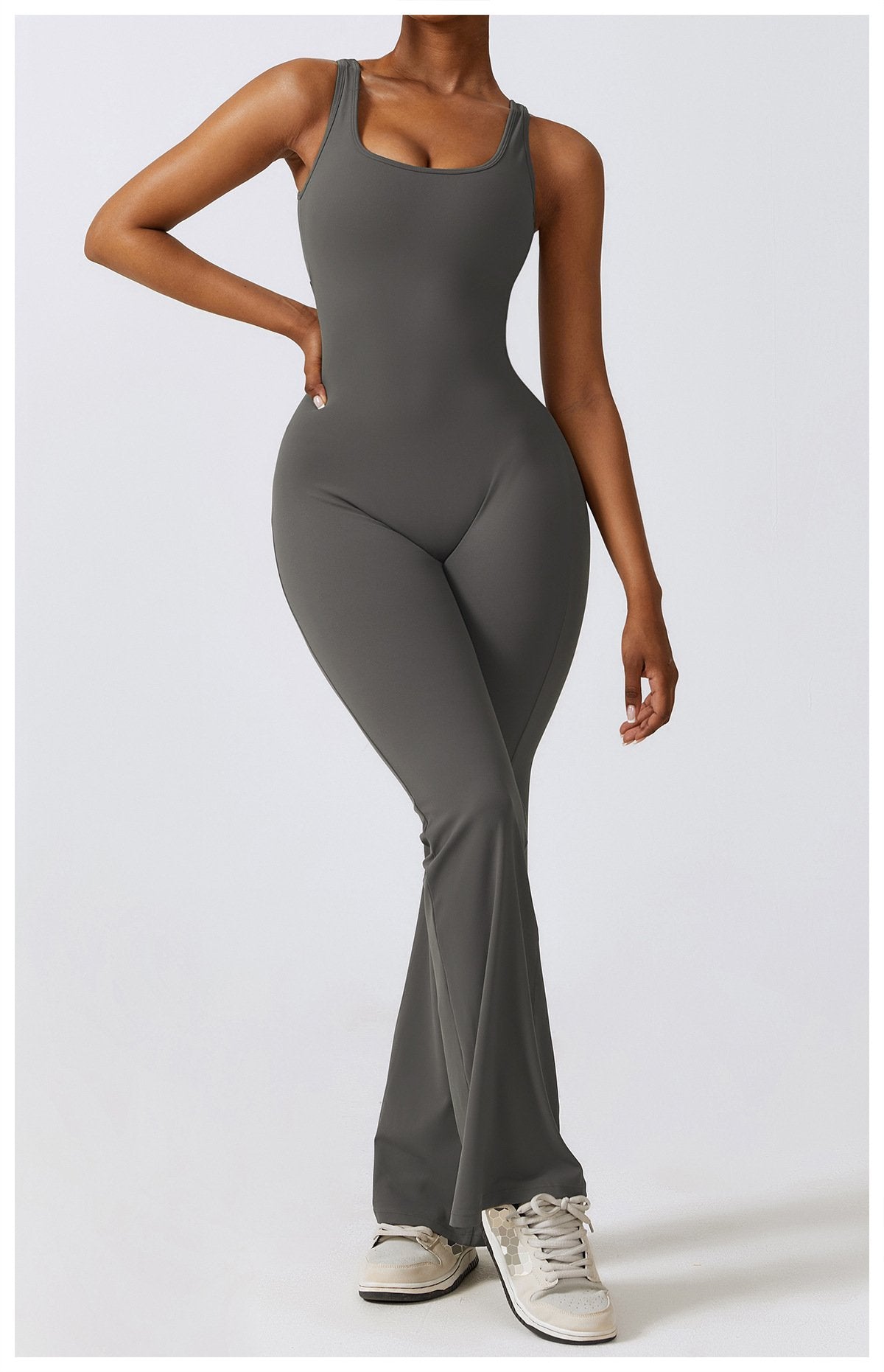 The United States Hollow-out Back Jumpsuit Peach Hip-lifting Sports Fitness Suit Micro-hora Jumpsuit Yoga Suit