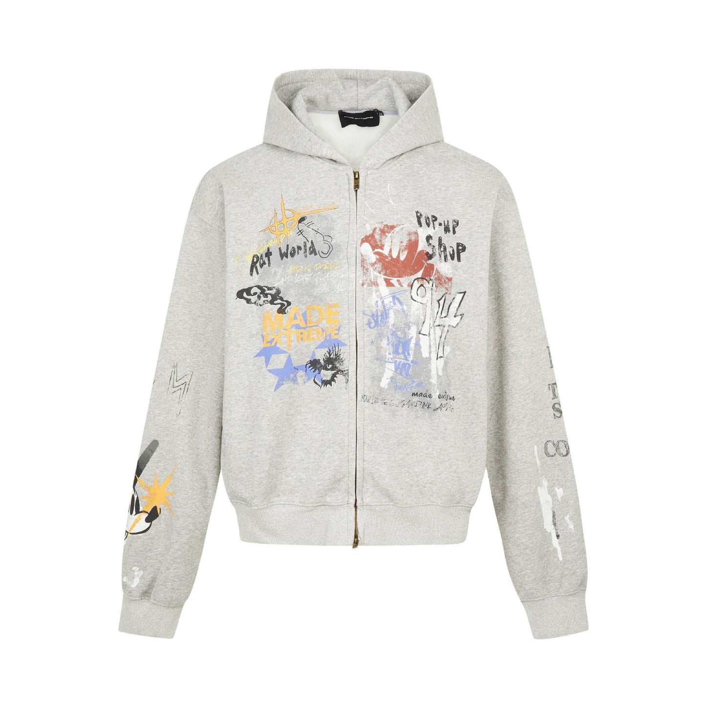 Street Hip Hop Graffiti Sweater Men's And Women's Spring And Autumn Oversize Cardigan Hooded Jacket