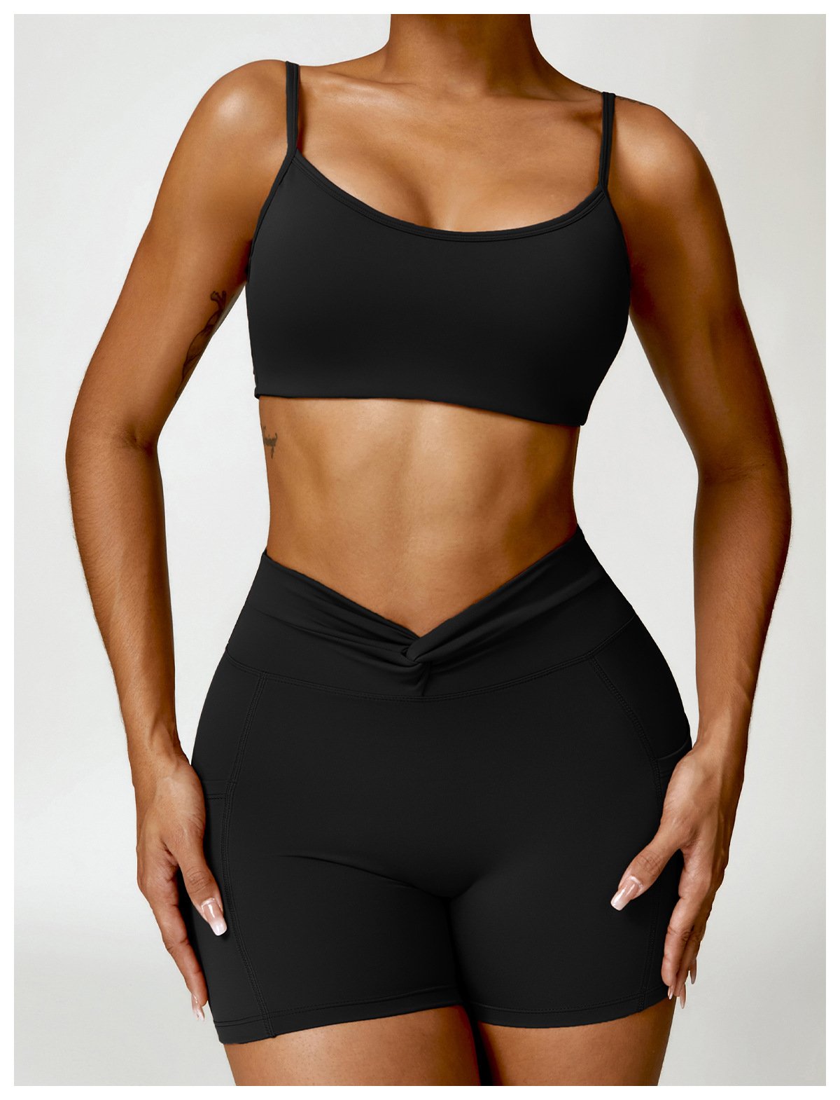 Pocket Naked Tight Yoga Shorts Casual Outer Wear Running Shorts Women's Hip Fitness Pants 8528