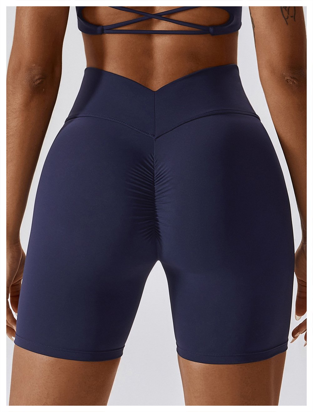 European And American Naked Tight Yoga Shorts Women's High Waist Hip-lifting Fitness Pants Running Tight Sports Shorts 8233