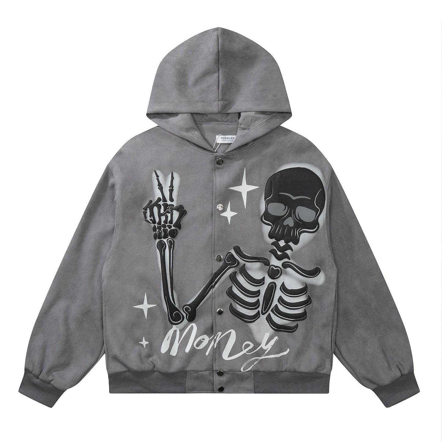 New Hooded Sweater Skull Foam Printed Top Loose Casual Men's And Women's Couples Jacket