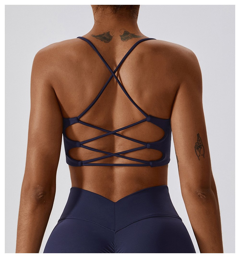 European And American Summer Shockproof Naked Yoga Bra Outer Wear Running Fitness Sports Underwear Beauty Back Yoga Vest 8233