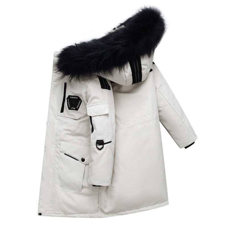 Children's Down Jacket Boys' Mid-length Thickening Plus Size Fur Collar Coat