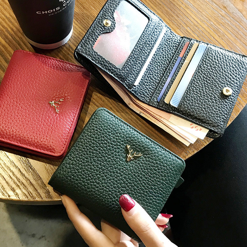 Leather Small Folding Women's Short Ultra-thin Mini Coin Purse Korean Fashion Wallet