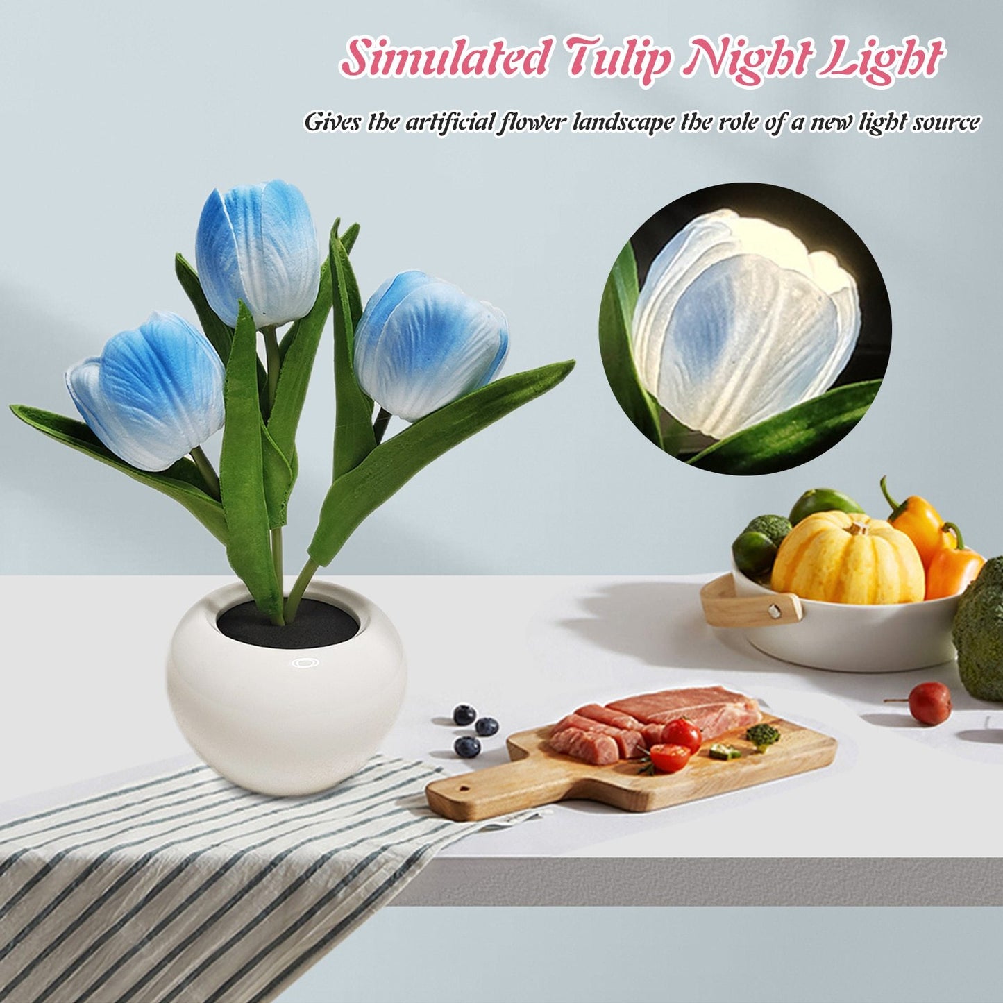 LED Tulip Night Light Simulation Flower Table Lamp Home Room Decoration Atmosphere Lamp Romantic Potted Gift For Office LED Lights