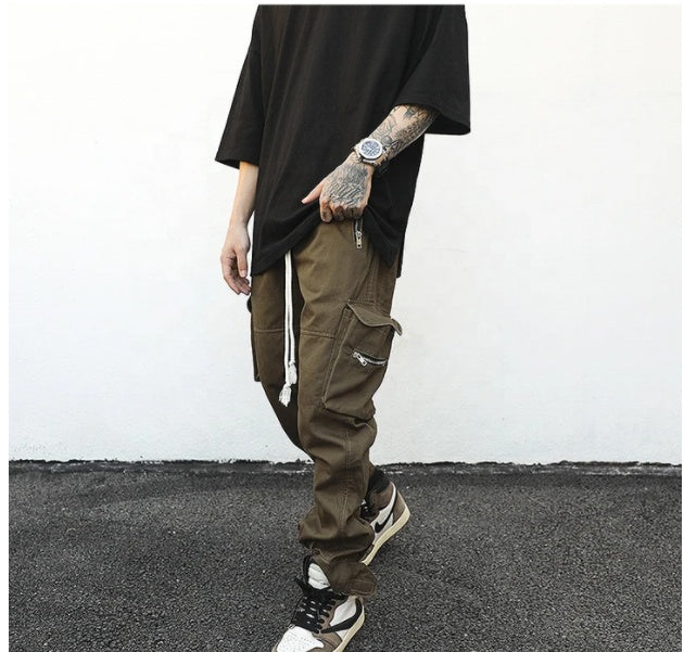 Men Drawstring Side Pocket Cargo Pants