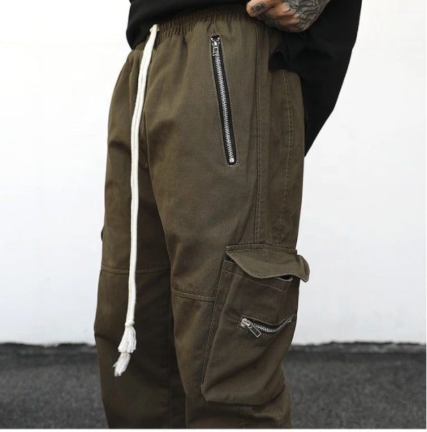 Men Drawstring Side Pocket Cargo Pants