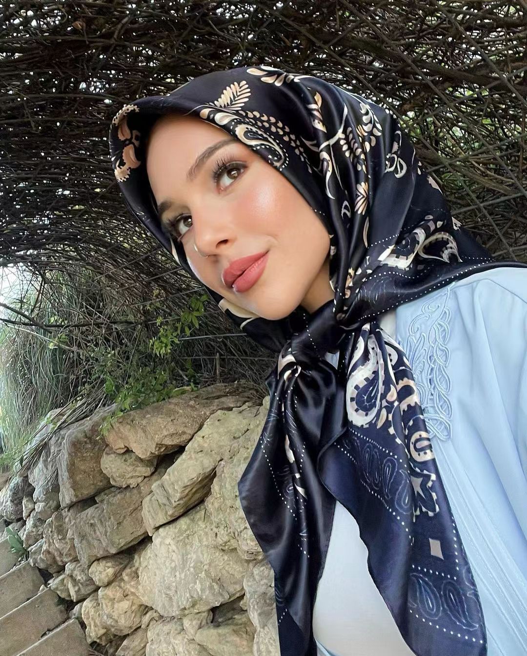 Silk Scarf 90cm Satin Malay Casual Scarf