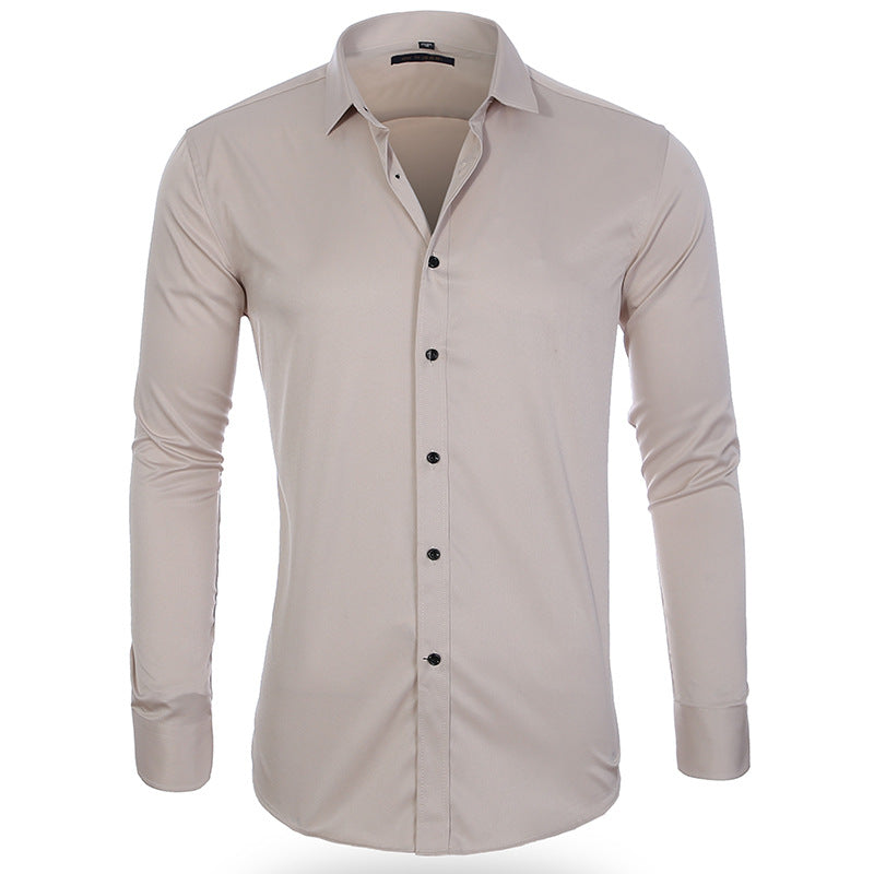 Cross-border Hot Sale Amazon Slim-fit Business High Stretch White Shirt Men's Long-sleeved New Shirt