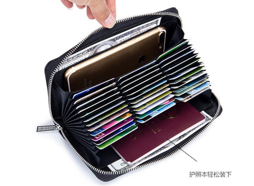 Rfid Many Departments Men Wallet Cow Genuine Leather 36 Slots Card Holder Cell Phone Pocket Male Wallets Clutch Man Long Purse