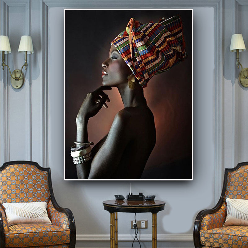 African woman model art deco painting