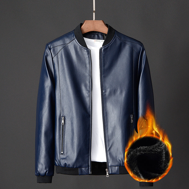 Leather jacket slim men's leather jacket