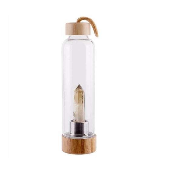 Crystal Infused Elixir Glass & Bamboo Water Bottle