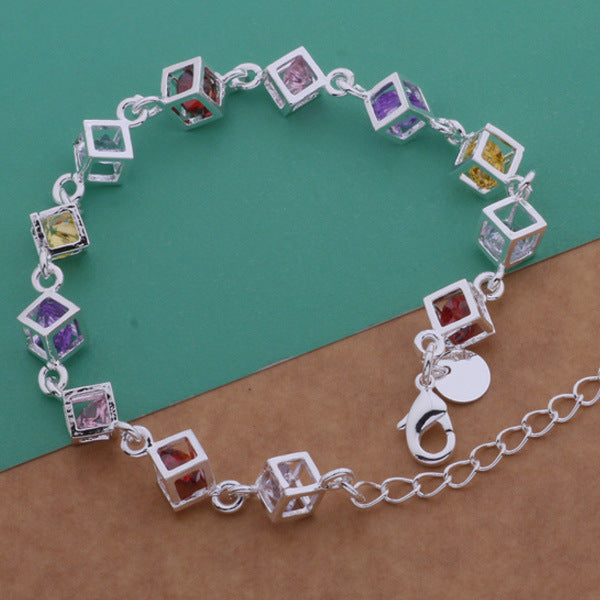 Colorful beads square bracelet