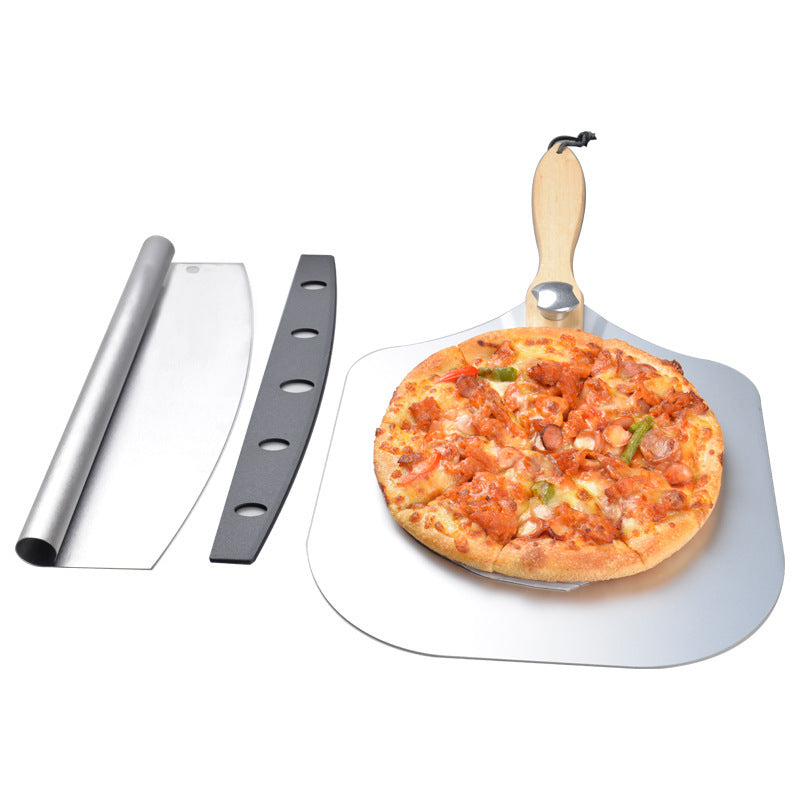 Folding Aluminum Pizza Shovel Combination Pizza Cutter Multifunctional Stainless Steel