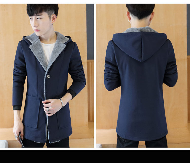 Loose hooded cotton jacket men