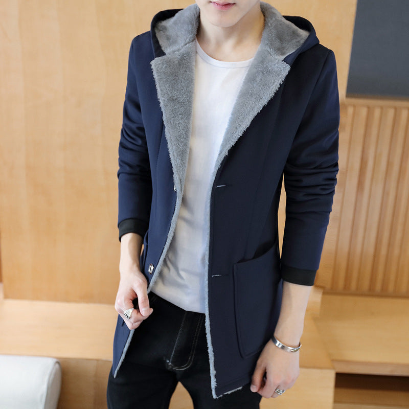 Loose hooded cotton jacket men