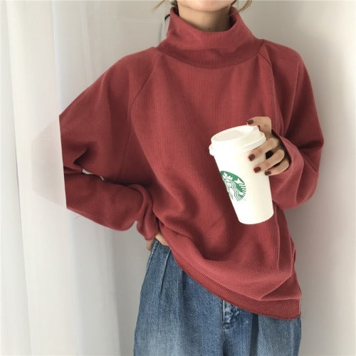 Turtleneck sweater women lazy Korean style