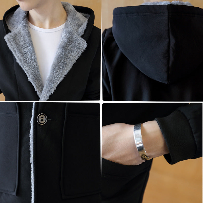 Loose hooded cotton jacket men