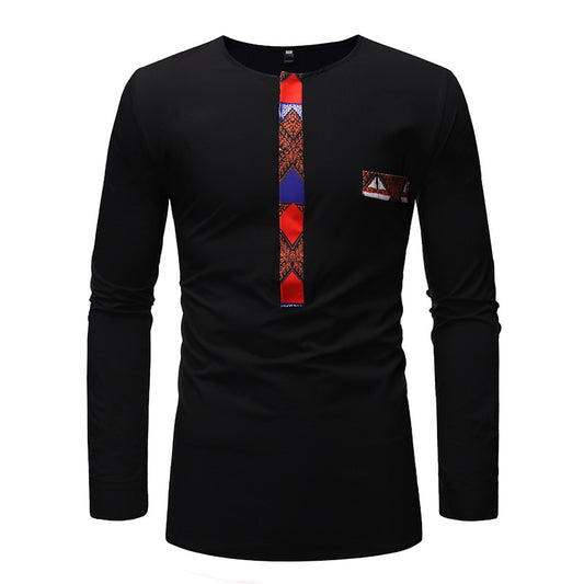 African Ethnic Style Stitching Men's Long Sleeves