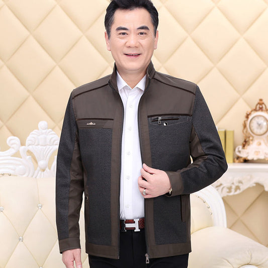 Middle-Aged And Elderly Jacket Men Plus Velvet Thickening Men's Plus Cotton Jacket