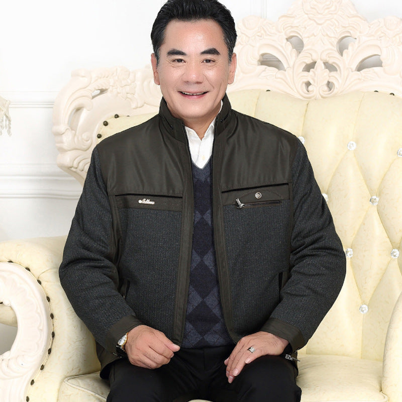 Middle-Aged And Elderly Jacket Men Plus Velvet Thickening Men's Plus Cotton Jacket