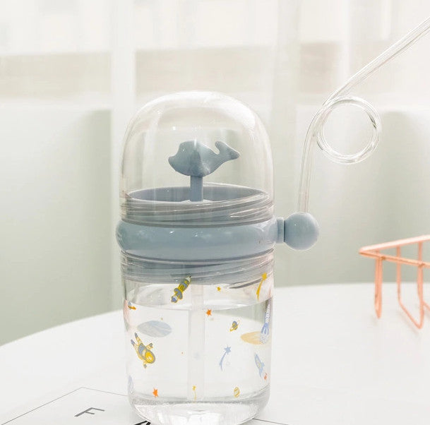 Daily children's water bottle with straw whale cup