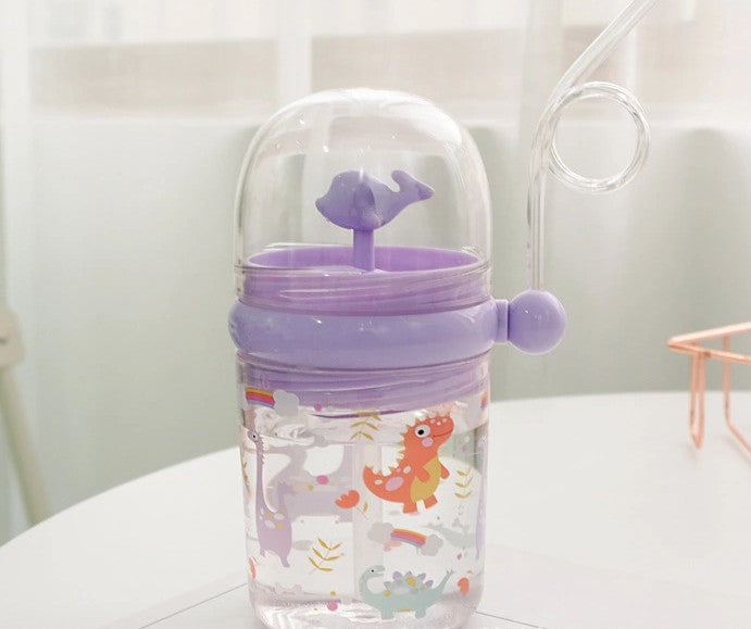 Daily children's water bottle with straw whale cup