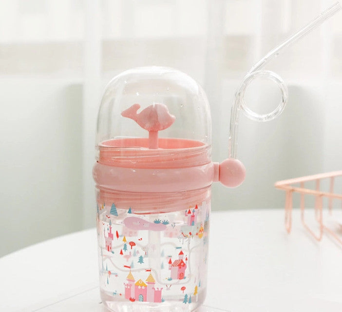 Daily children's water bottle with straw whale cup