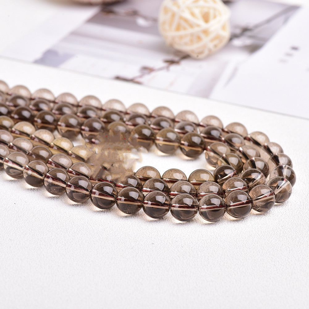 Natural Tea Crystal Beads Semi-Finished Smoke Crystal Beads Bracelets Diy Loose Beads Jewelry Bracelet Accessories Manufact