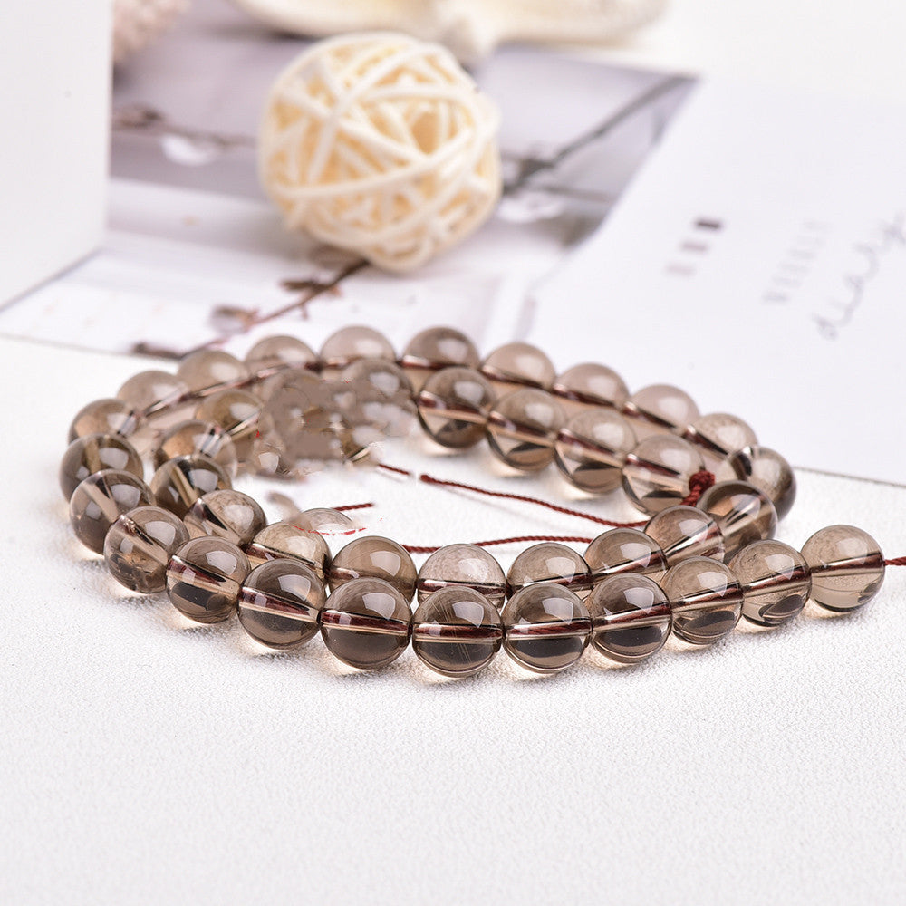 Natural Tea Crystal Beads Semi-Finished Smoke Crystal Beads Bracelets Diy Loose Beads Jewelry Bracelet Accessories Manufact