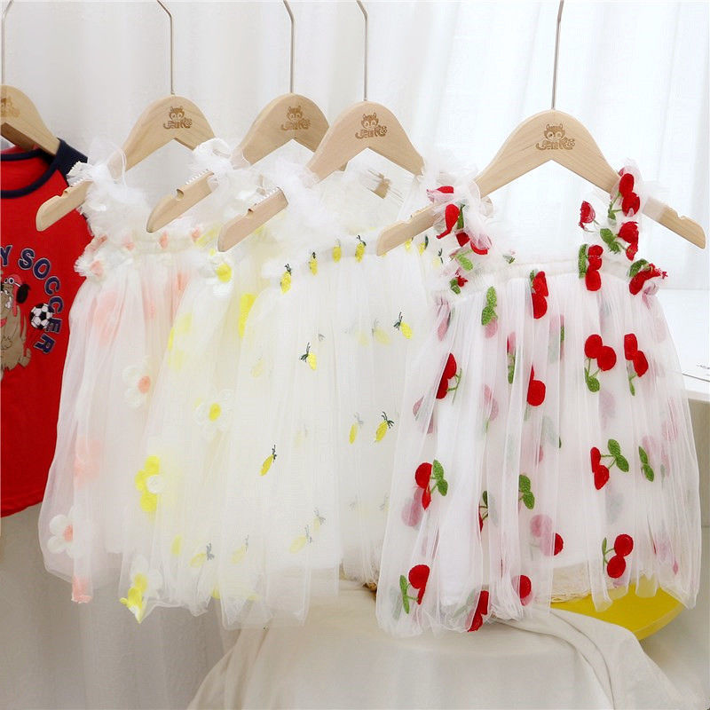 Flower Girl Sense Summer Girl Princess White Gauze Skirt Girl Baby Sling Net Gauze Dress Tutu Skirt