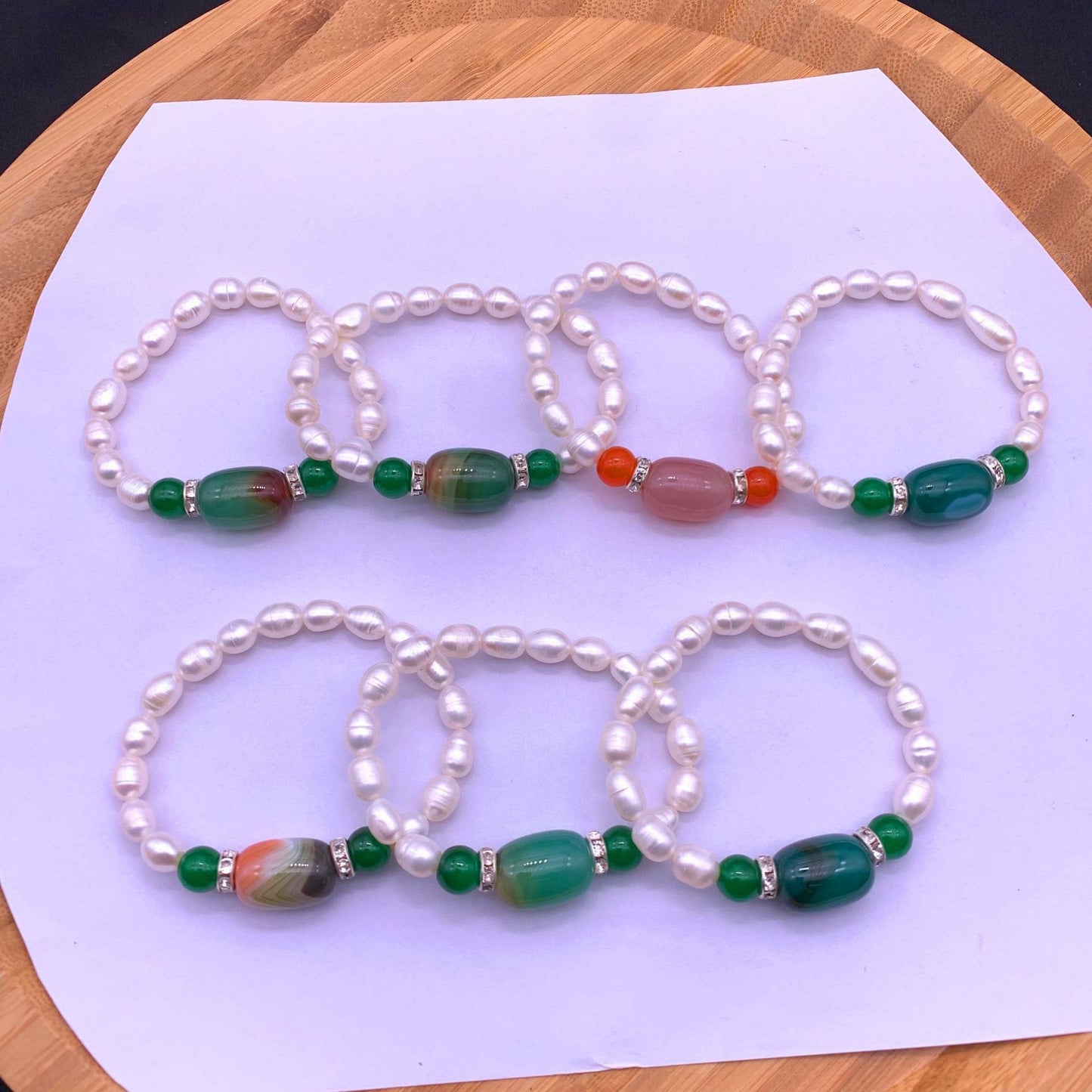 Imitation Thread Agate Bucket Beads