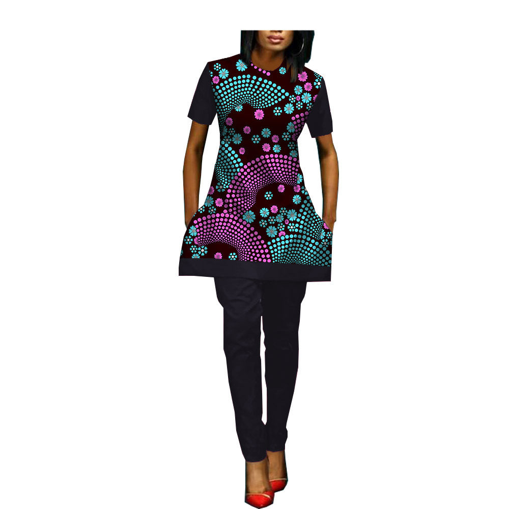 African Custom Printed Ladies Two-Piece Suit