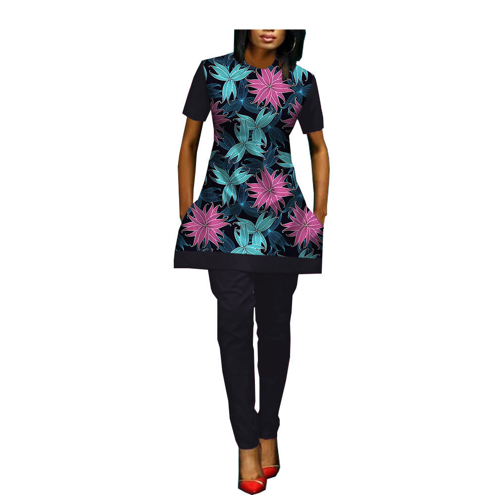 African Custom Printed Ladies Two-Piece Suit