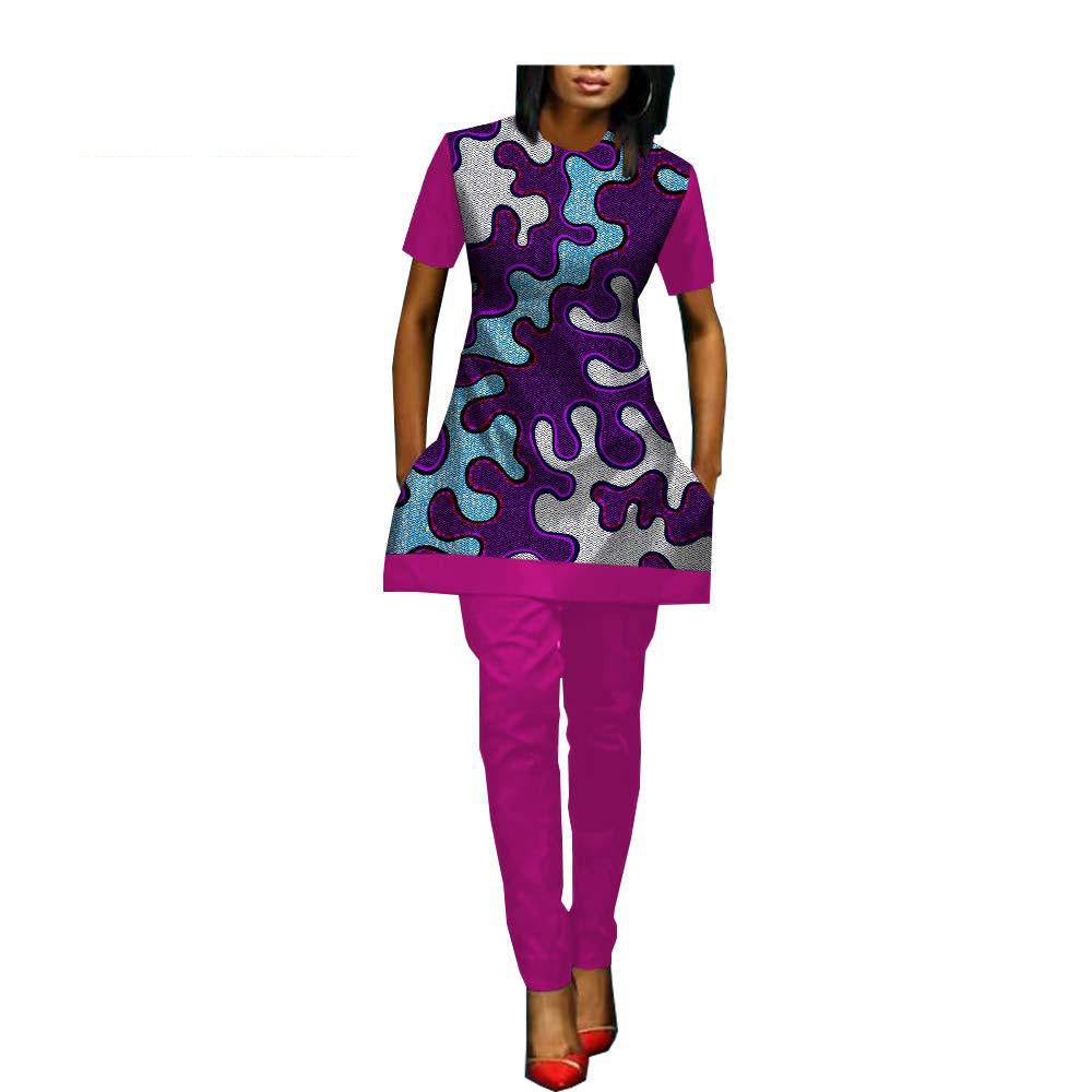 African Custom Printed Ladies Two-Piece Suit