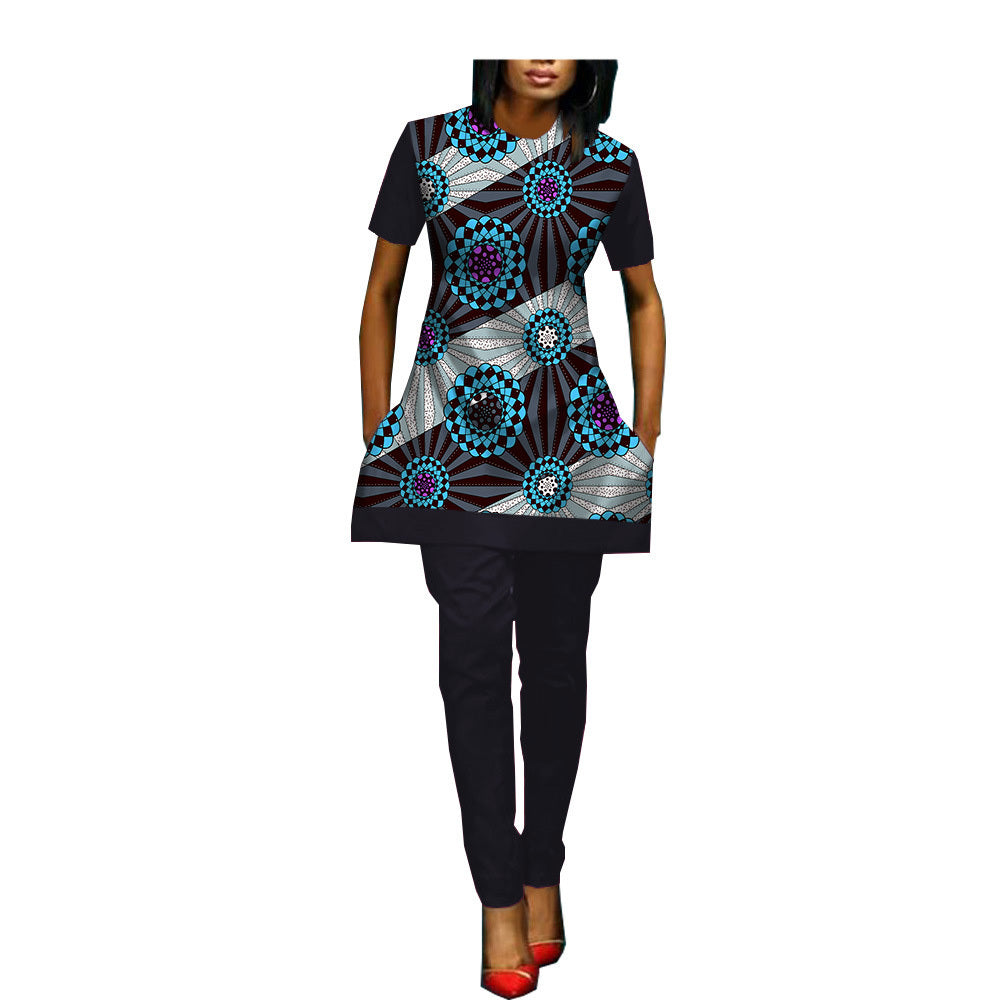 African Custom Printed Ladies Two-Piece Suit