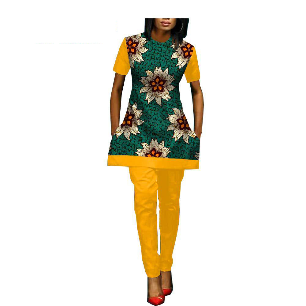 African Custom Printed Ladies Two-Piece Suit