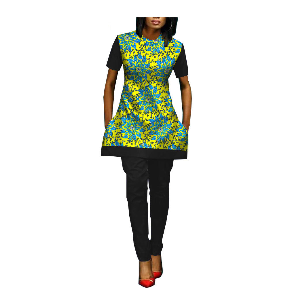 African Custom Printed Ladies Two-Piece Suit