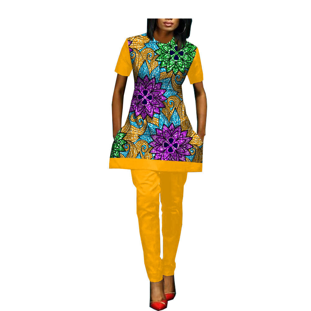 African Custom Printed Ladies Two-Piece Suit