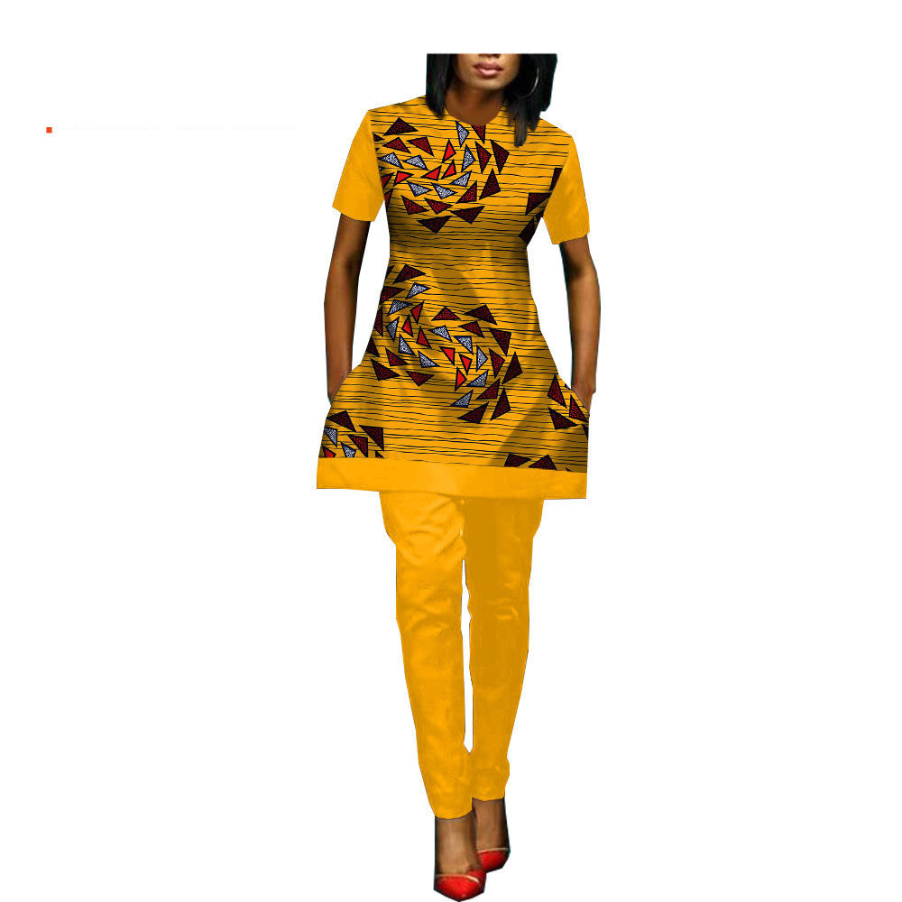 African Custom Printed Ladies Two-Piece Suit