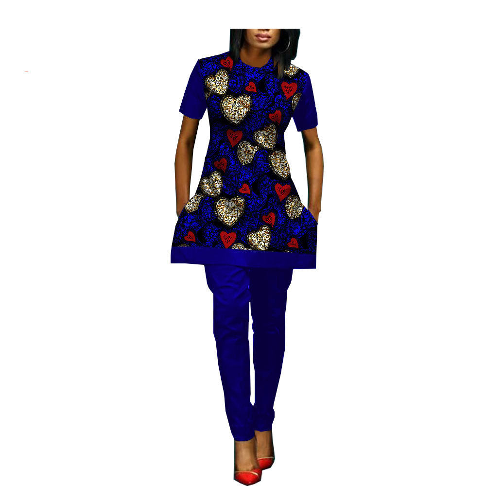 African Custom Printed Ladies Two-Piece Suit