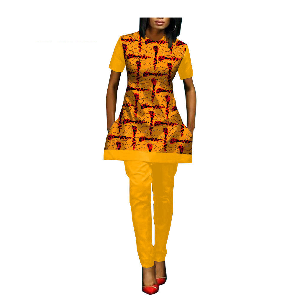 African Custom Printed Ladies Two-Piece Suit