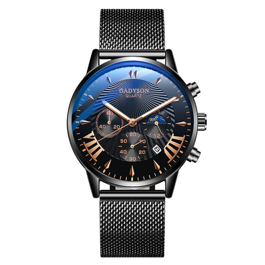 Luminous Fake Three-Eye Quartz Watch Male Student Korean Fashion Men'S Watch